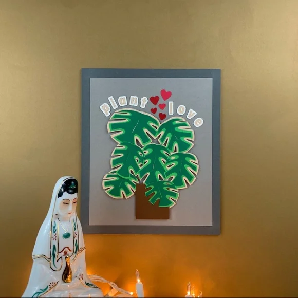 Plant love Monstera paper artwork wall hanging - Picture 1 of 11
